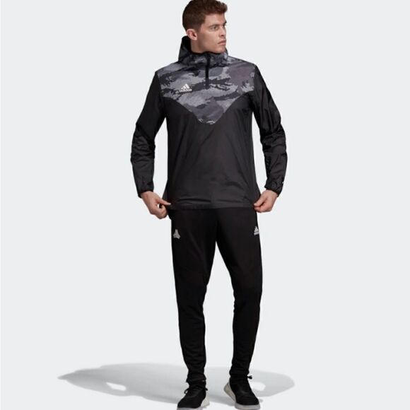 NWT! Adidas Tan ADV Piste G Black Gray Windbreaker Jacket Lightweight Men’s Sz M - Picture 1 of 16